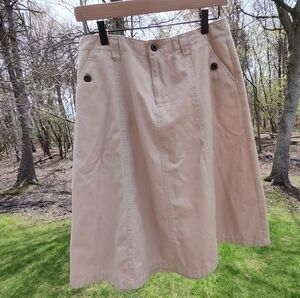 A-Line Flared Khaki Skirt Knee Length White Stag Vintage Size 10 Tan